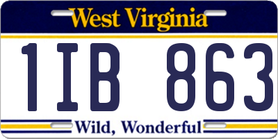 WV license plate 1IB863