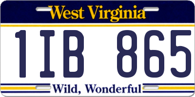 WV license plate 1IB865