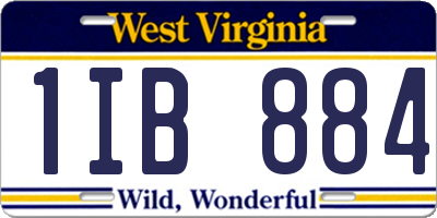 WV license plate 1IB884