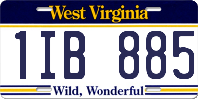 WV license plate 1IB885