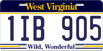 WV license plate 1IB905