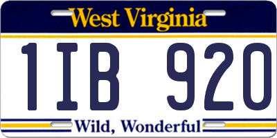 WV license plate 1IB920