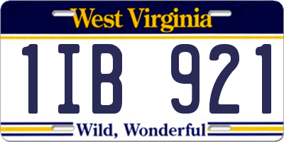 WV license plate 1IB921
