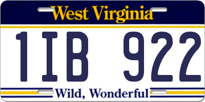 WV license plate 1IB922