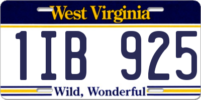 WV license plate 1IB925