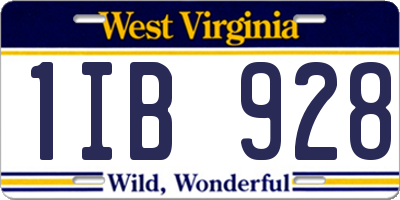 WV license plate 1IB928