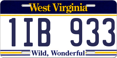WV license plate 1IB933