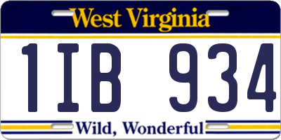 WV license plate 1IB934