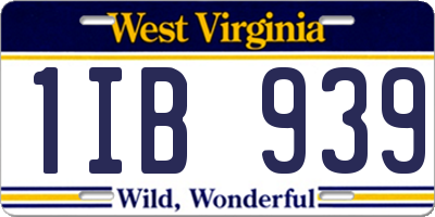 WV license plate 1IB939