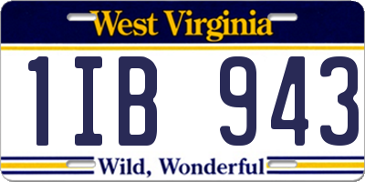 WV license plate 1IB943