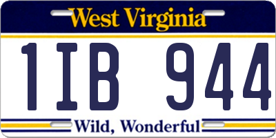 WV license plate 1IB944