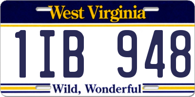 WV license plate 1IB948