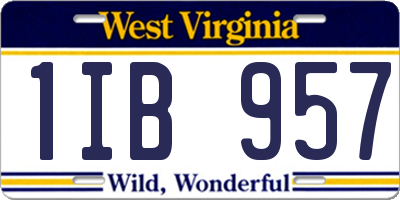 WV license plate 1IB957