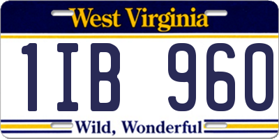 WV license plate 1IB960