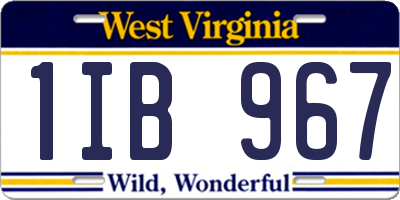 WV license plate 1IB967