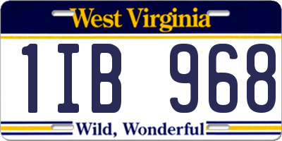 WV license plate 1IB968