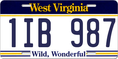 WV license plate 1IB987