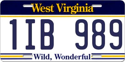 WV license plate 1IB989