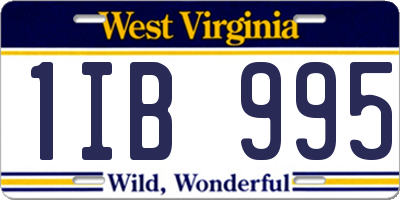 WV license plate 1IB995