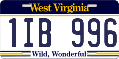 WV license plate 1IB996