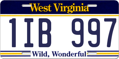 WV license plate 1IB997