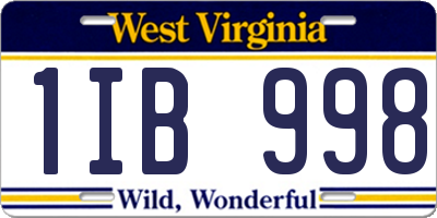 WV license plate 1IB998