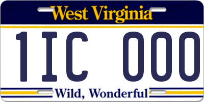 WV license plate 1IC000