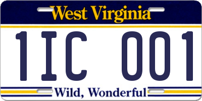 WV license plate 1IC001