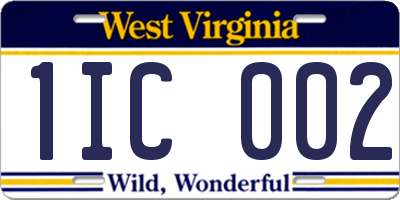 WV license plate 1IC002