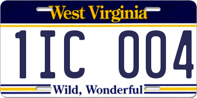 WV license plate 1IC004