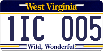 WV license plate 1IC005
