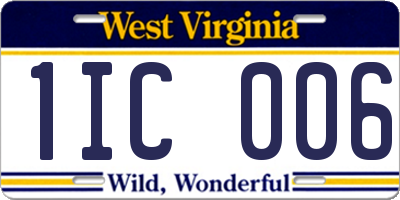 WV license plate 1IC006