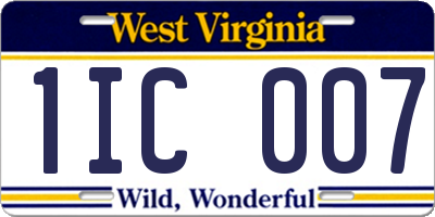 WV license plate 1IC007