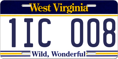 WV license plate 1IC008