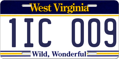 WV license plate 1IC009