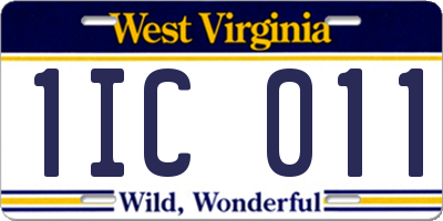 WV license plate 1IC011