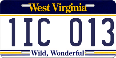 WV license plate 1IC013