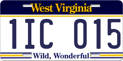 WV license plate 1IC015