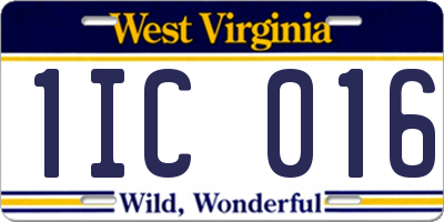 WV license plate 1IC016