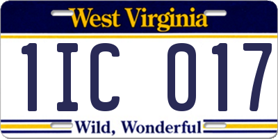 WV license plate 1IC017