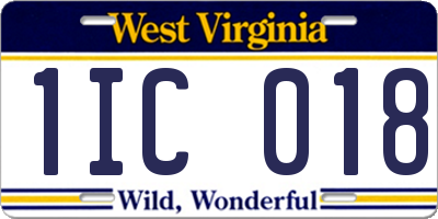 WV license plate 1IC018