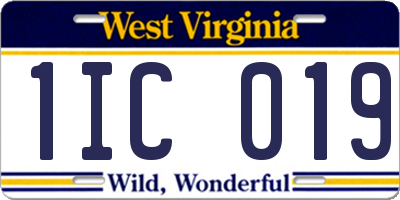 WV license plate 1IC019