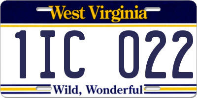 WV license plate 1IC022