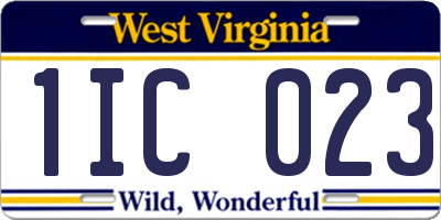WV license plate 1IC023