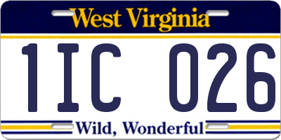 WV license plate 1IC026