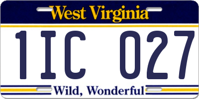 WV license plate 1IC027
