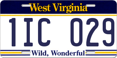 WV license plate 1IC029