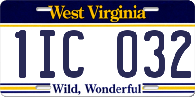 WV license plate 1IC032