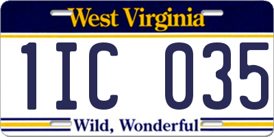 WV license plate 1IC035
