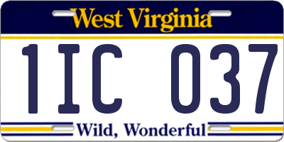 WV license plate 1IC037